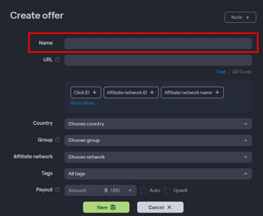Binom - Create offer
