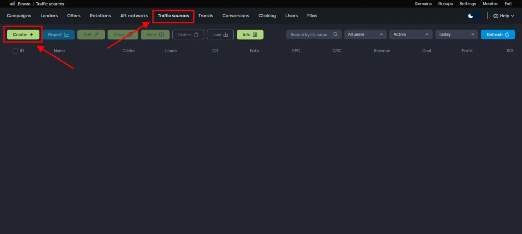 Binom - Traffic Source