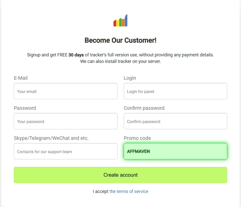 Binom - Complete the Signup Form