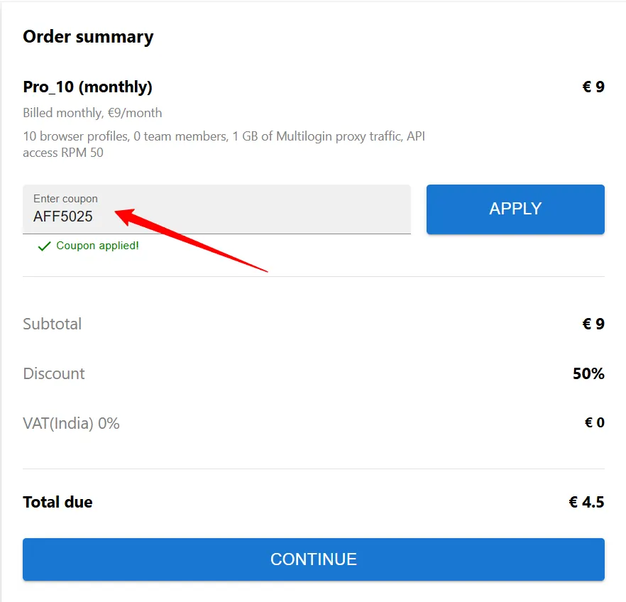 MultiLogin Enter Coupon Code