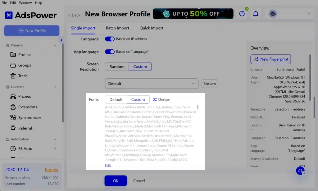 Font Fingerprinting Protection with Adspower