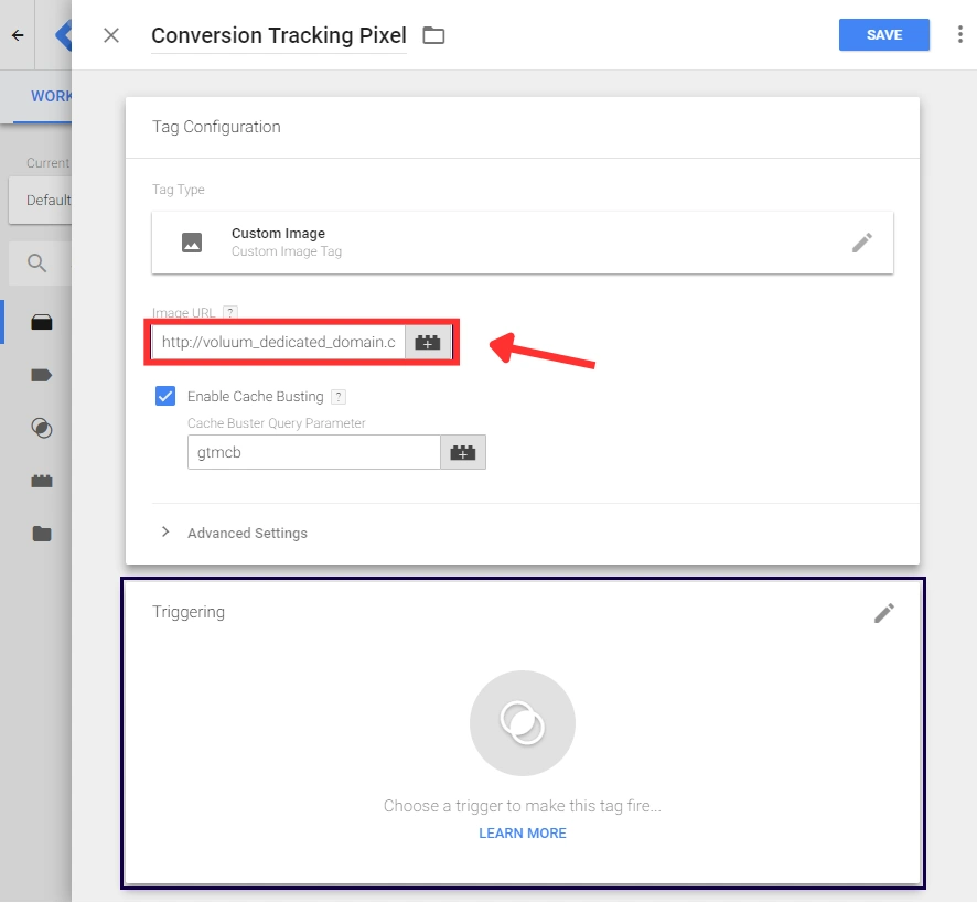 GTM - Paste Your Descriptive Url in the image URL Field