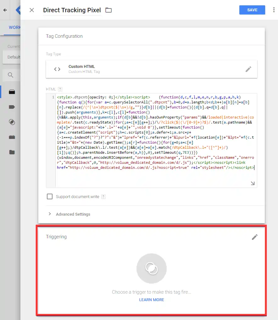 Google Tag Manager - Triggering Card