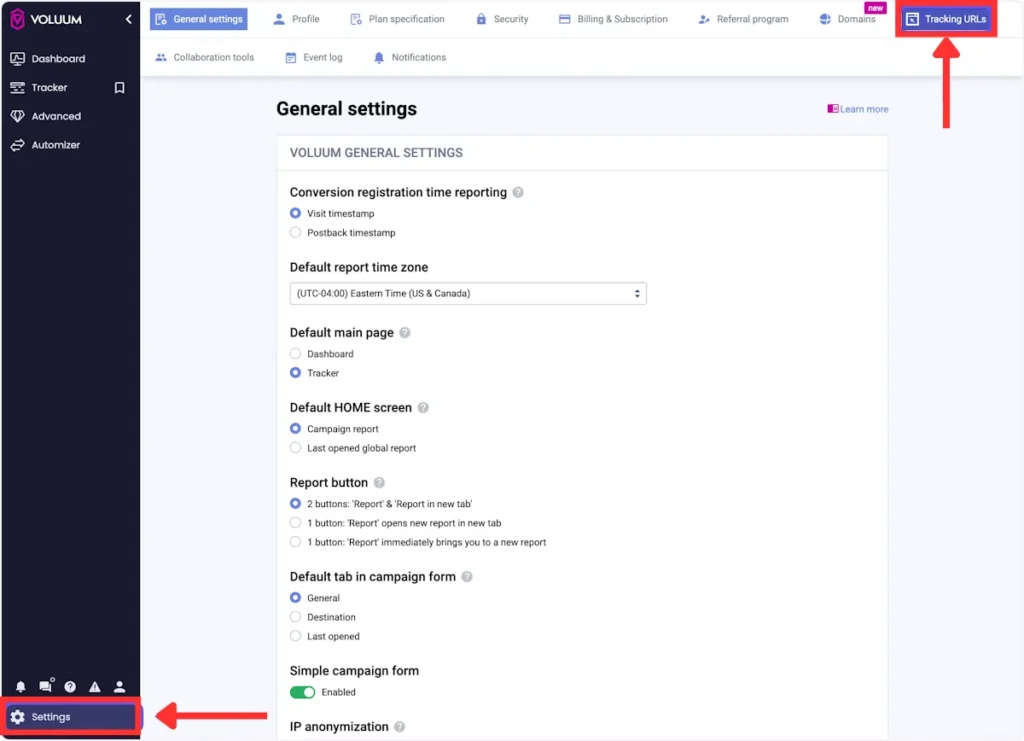 Voluum - Tracking URLs
