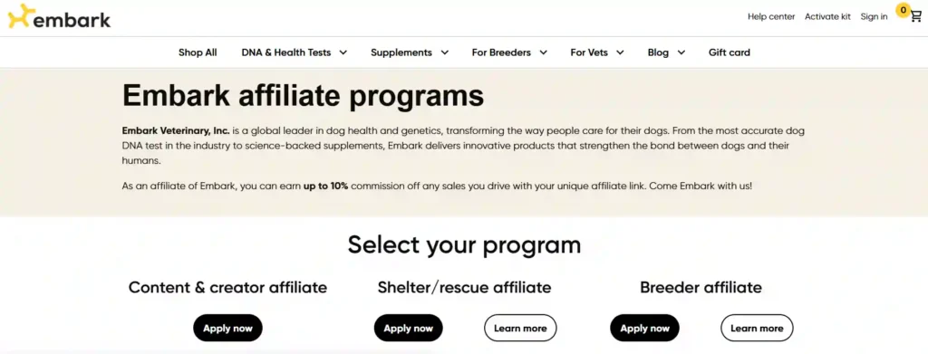 Embark Vet Affiliate Program