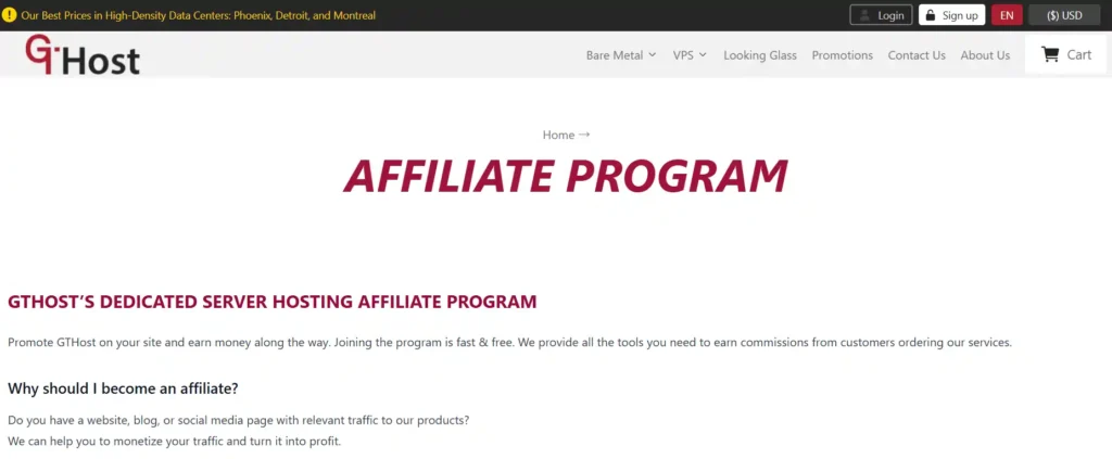 GTHost Affiliate Program