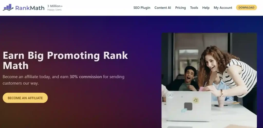 Rank Math affiliate program