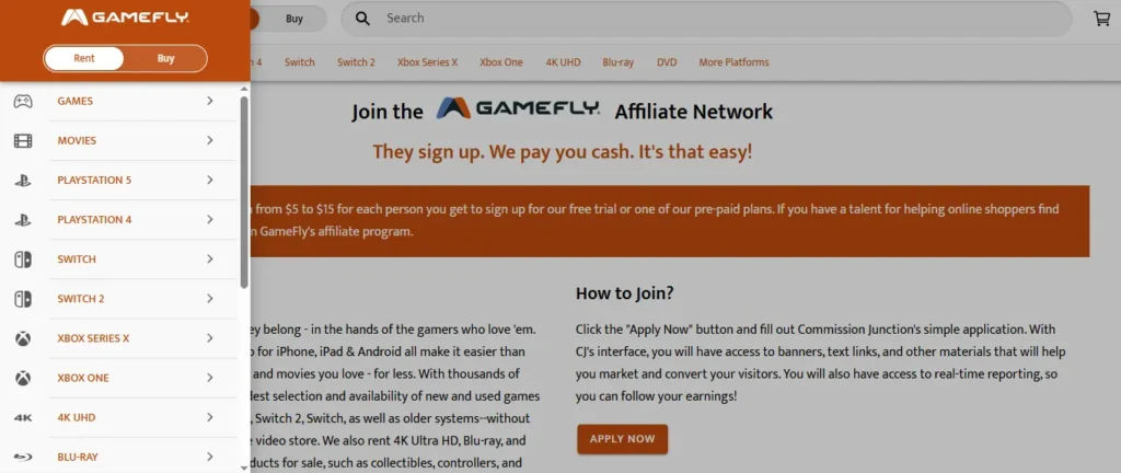 GameFly Affiliate Program