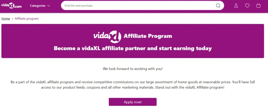 VidaXL Affiliate Program