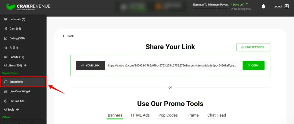 CrakRevenue SmartLinks