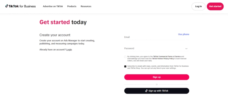 Tiktok for Business - Create Your Account