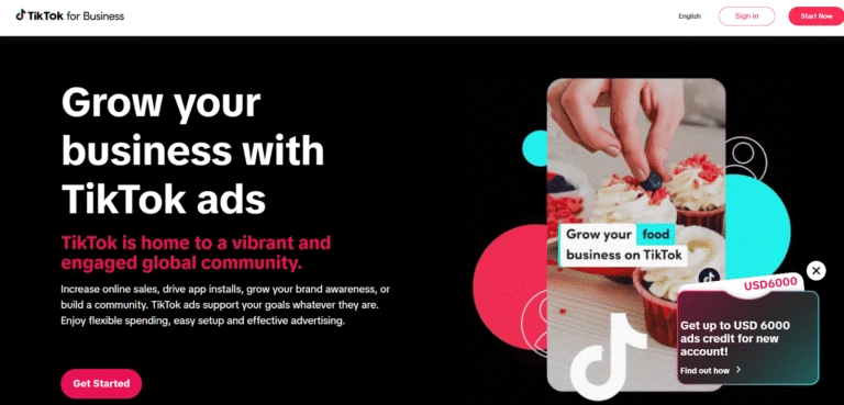 Tiktok for Business - Promotional landing page