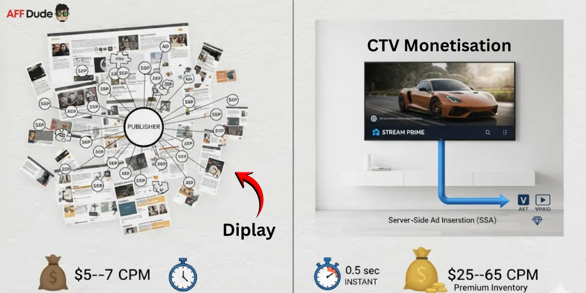 CTV Ads Monetize vs Display Advertising