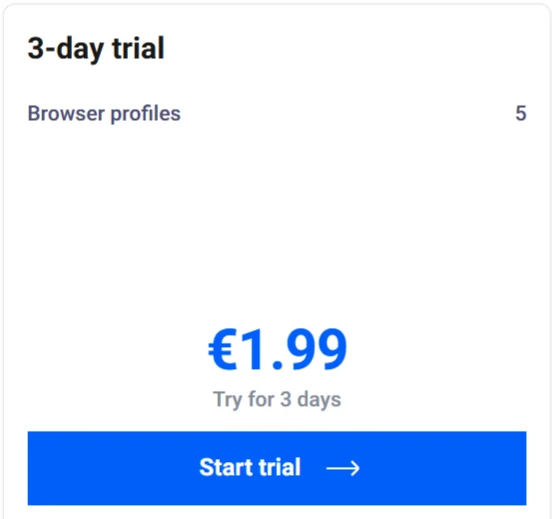 Multilogin 3-Day Trial plan