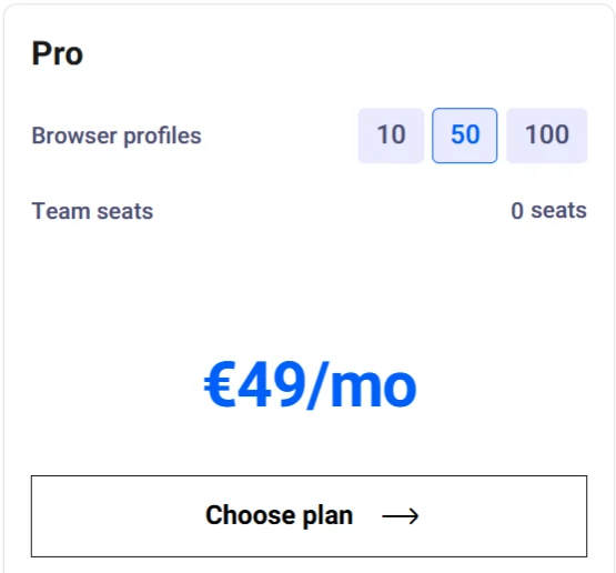 Multilogin Pro 50 monthly Plan