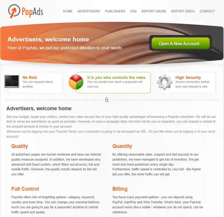 PopAds For Advertisers