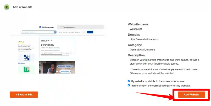 Add Website in PopAds Publishers Dashboard