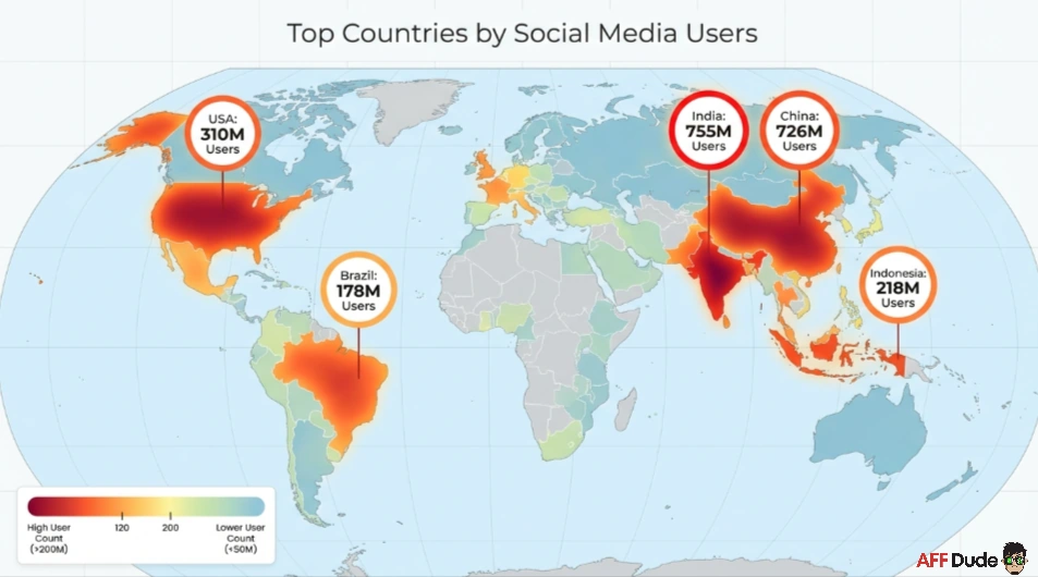 Countries with highest number of social media users