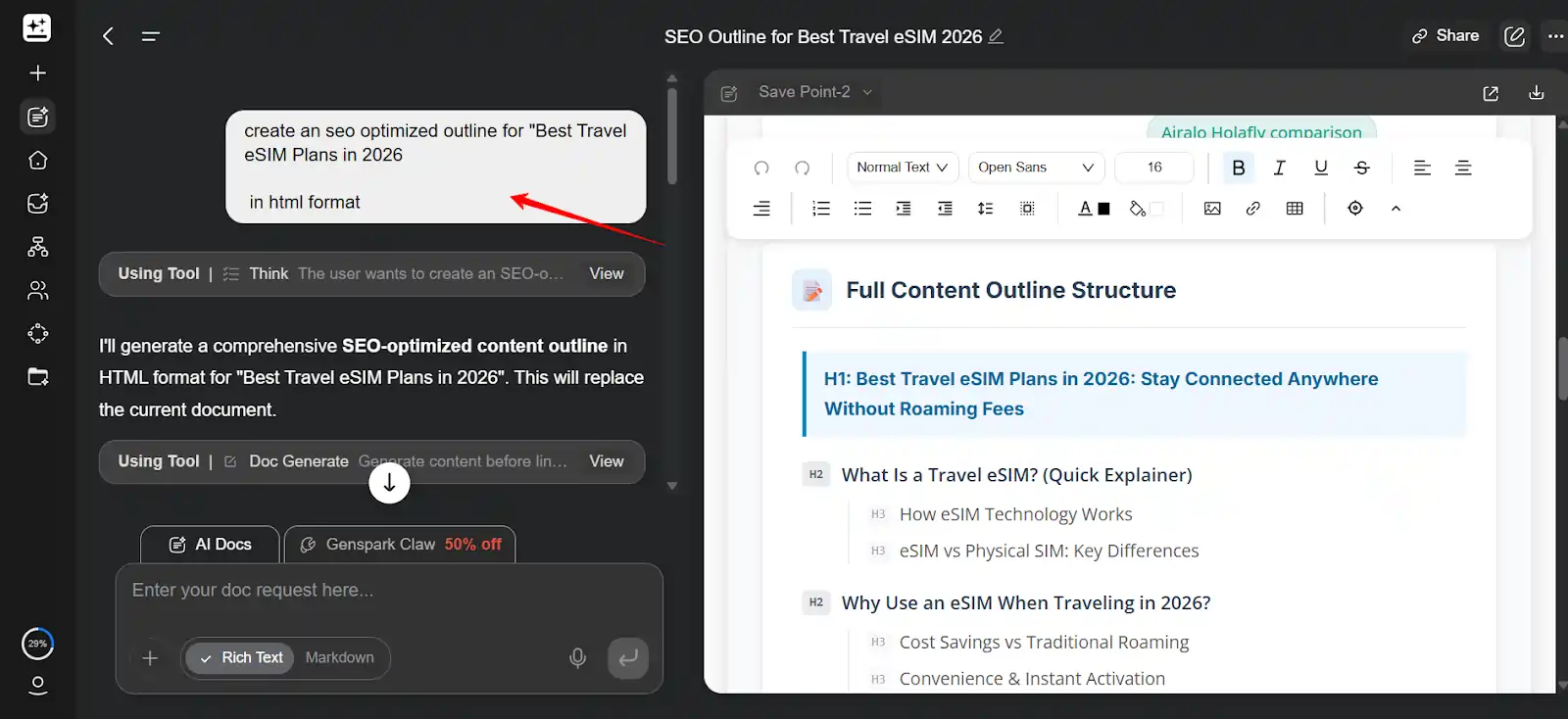 Build SEO-Optimised Outlines Using Genspark AI Docs