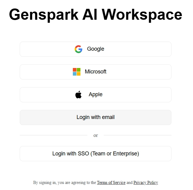 Sign up at Genspark AI