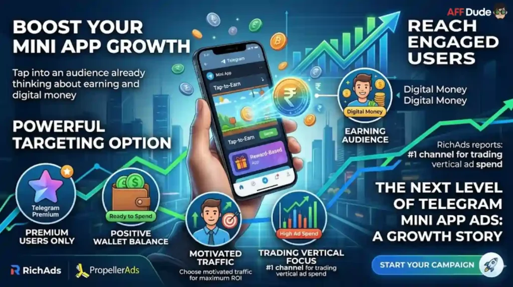 Telegram Mini App Ads for Crypto and Trading Traffic