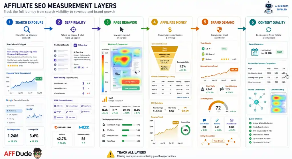 Affiliate SEO performance tracking dashboard