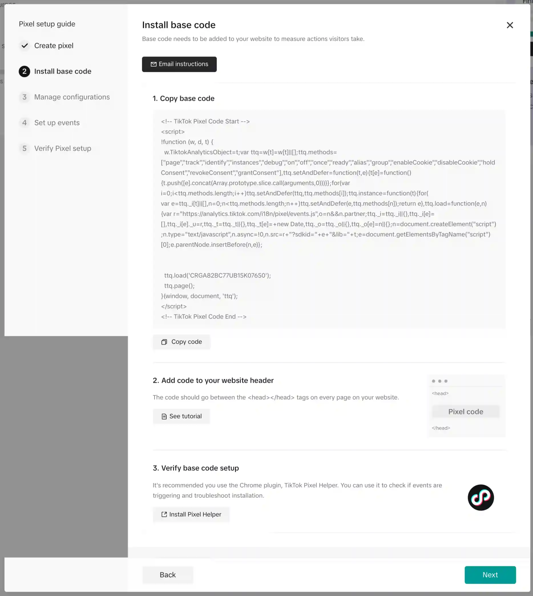 Install TikTok Pixel