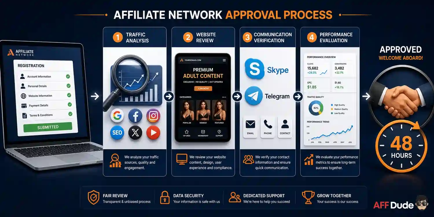 Affiliate network approval process for adult marketers