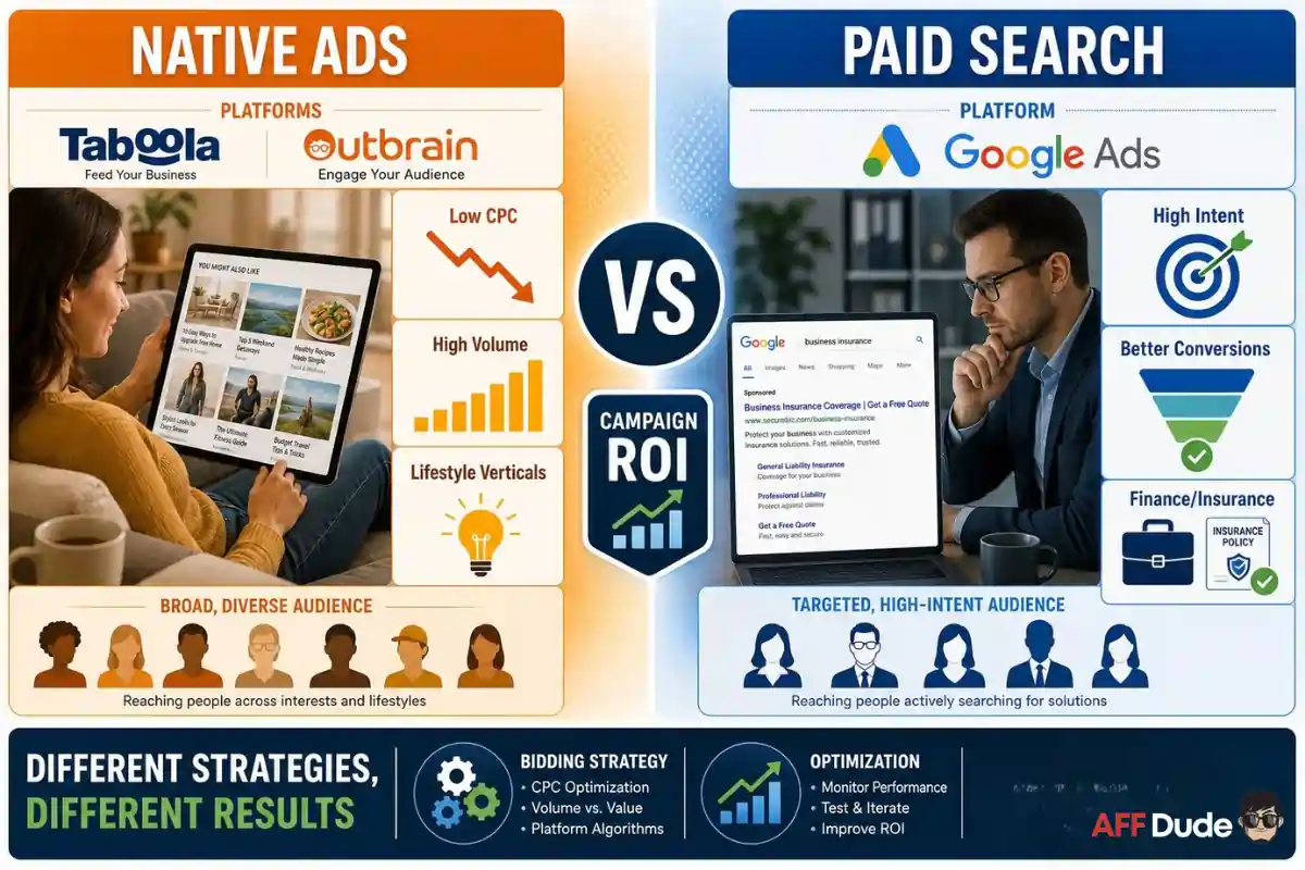 Native Ads vs Paid Search for Affiliate Arbitrage Campaigns