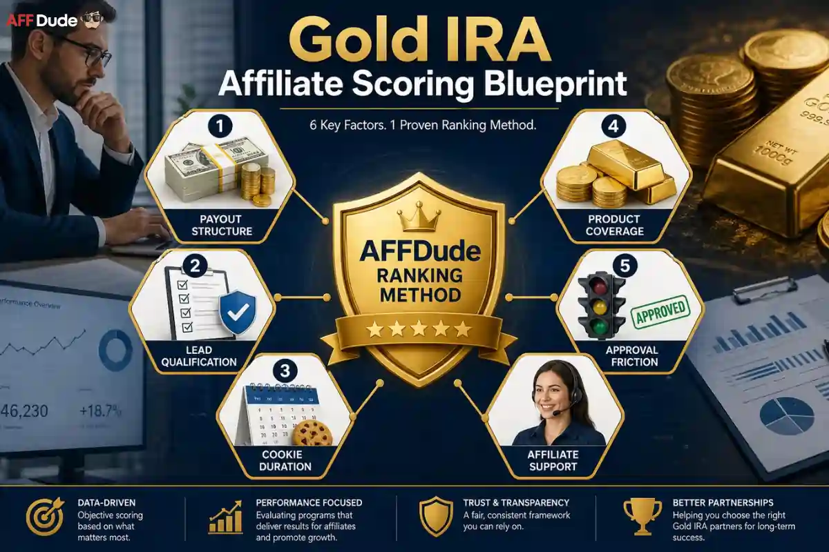 AFFDude scoring Gold IRA affiliate programs
