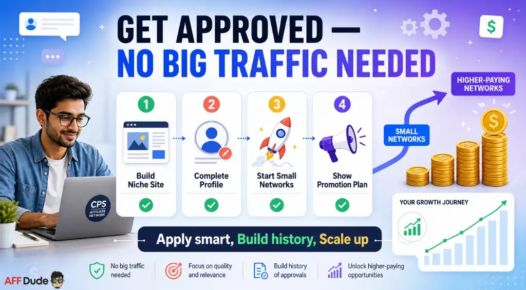 Affiliate marketer receiving CPA network approval with audience
