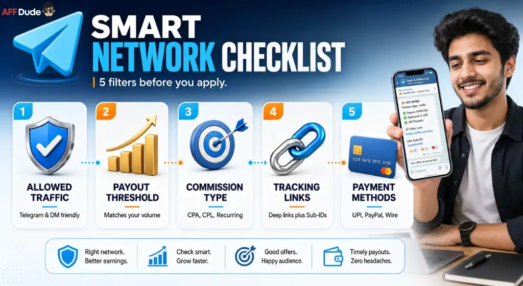 Affiliate network evaluation for Telegram channel owners