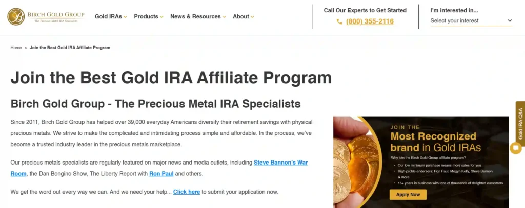 Birch Gold Group Affiliate Program