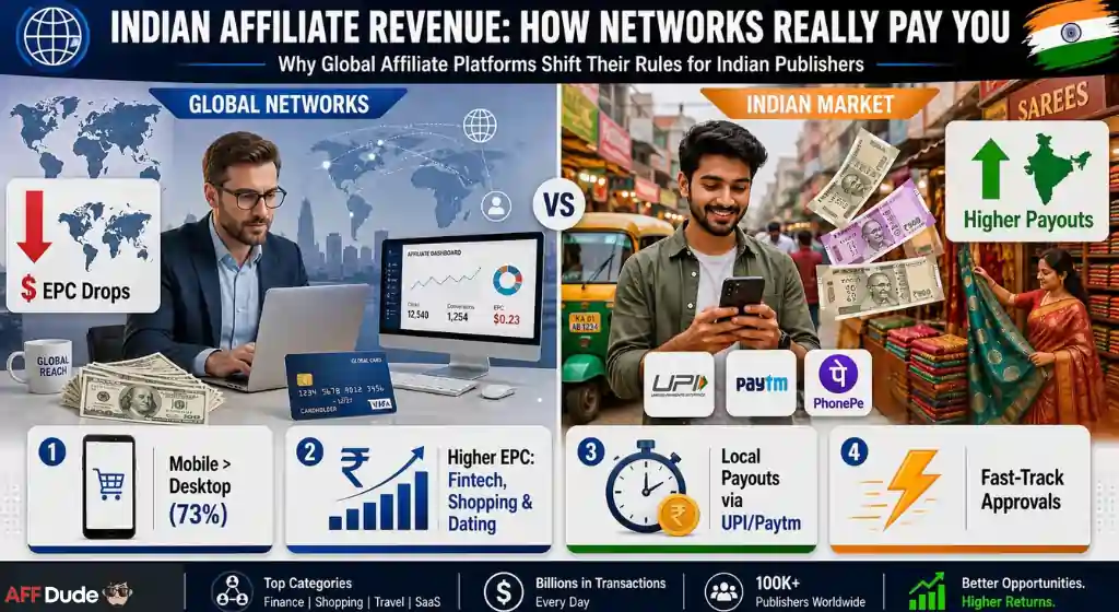 Comparison of affiliate network performance for Indian website traffic
