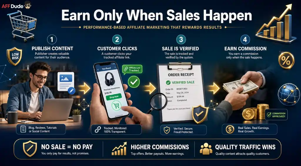 Cost per sale affiliate commission process