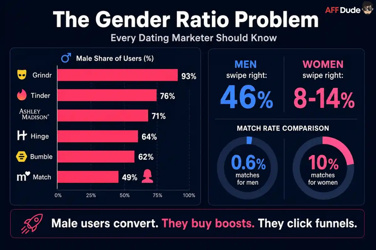 Dating app gender ratio statistics influencing marketing strategy