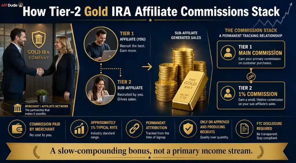 Gold IRA affiliate two-tier commission structure diagram