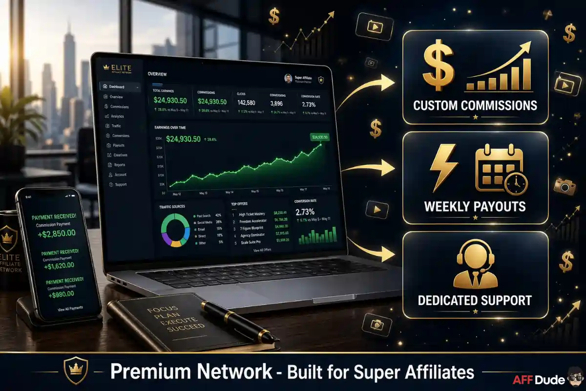 Premium affiliate network features for super affiliates