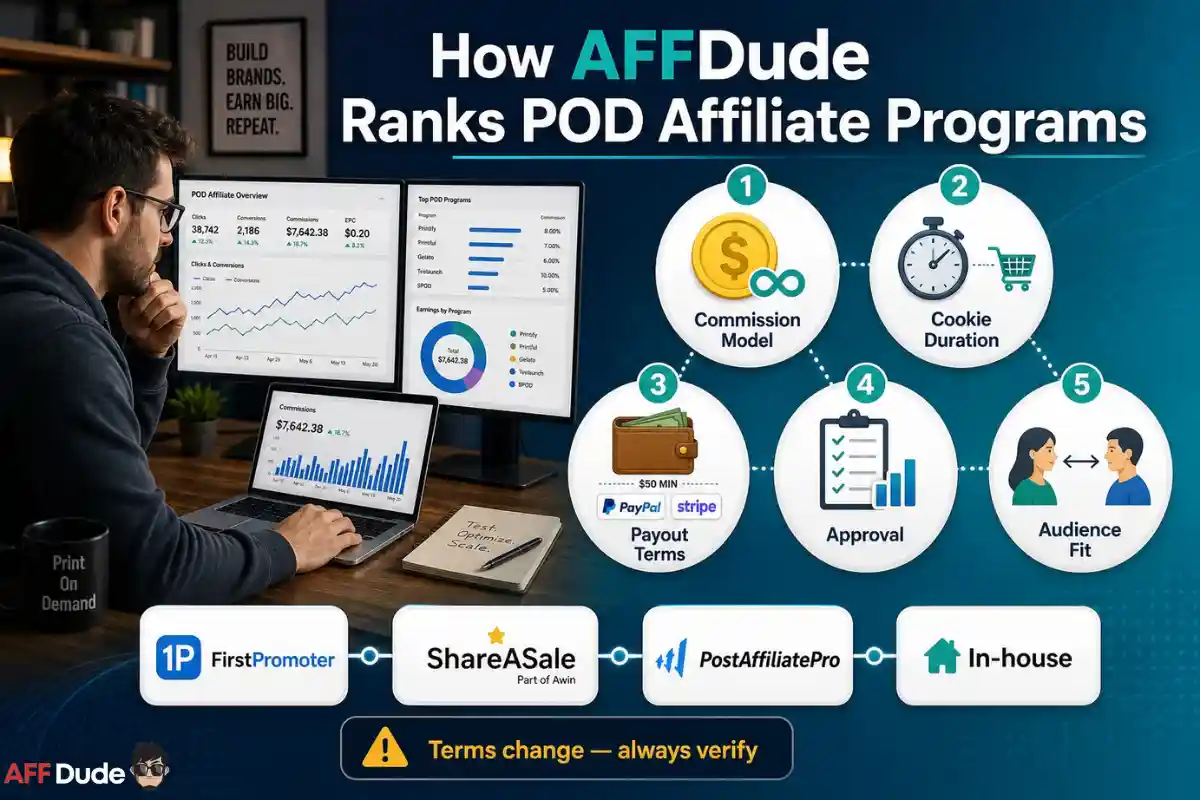 AFFDude ranking top print on demand affiliate programs