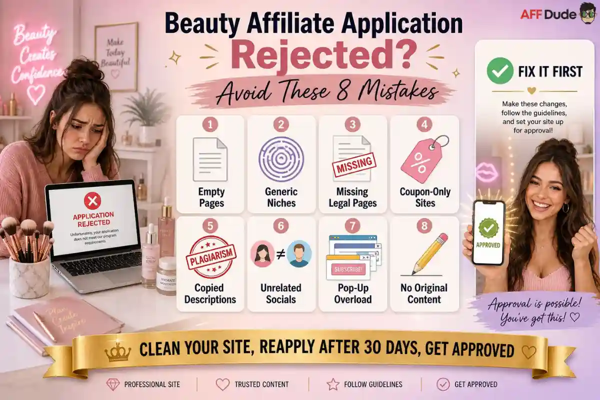 Beauty affiliate application rejection mistakes to avoid