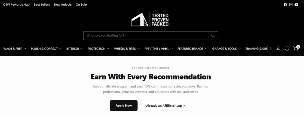 Car Supplies Warehouse Affiliate Program