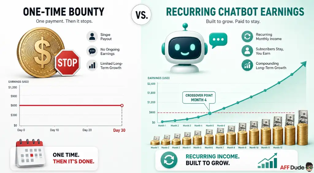 Chatbot affiliate programs outperform one-off SaaS payouts