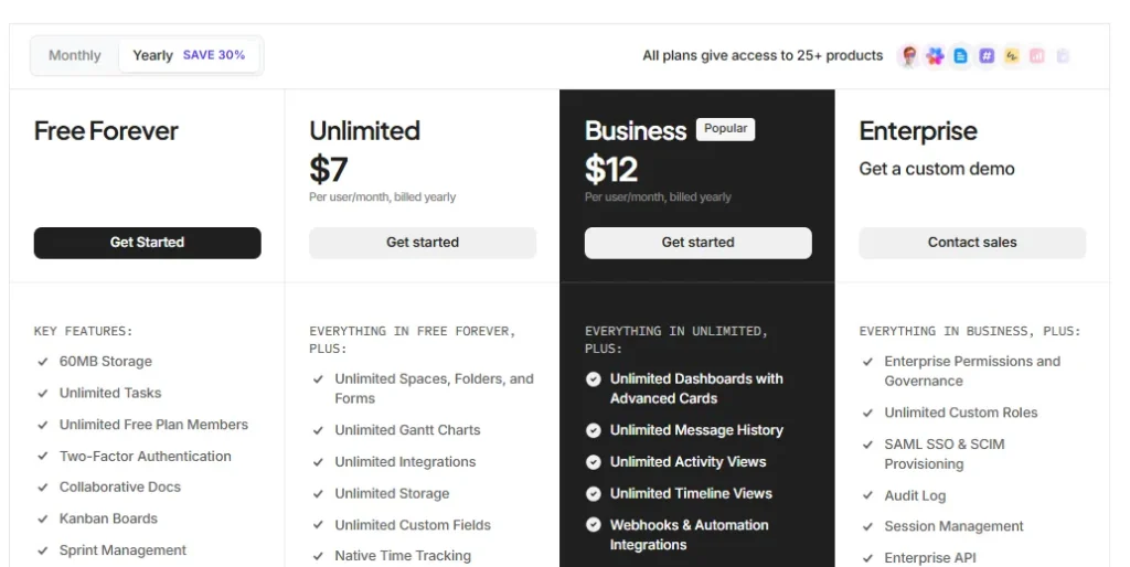 ClickUp Pricing Plans