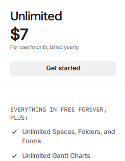 ClickUp Unlimited Plan