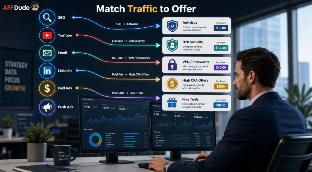 Cybersecurity affiliate programs for targeted traffic sources