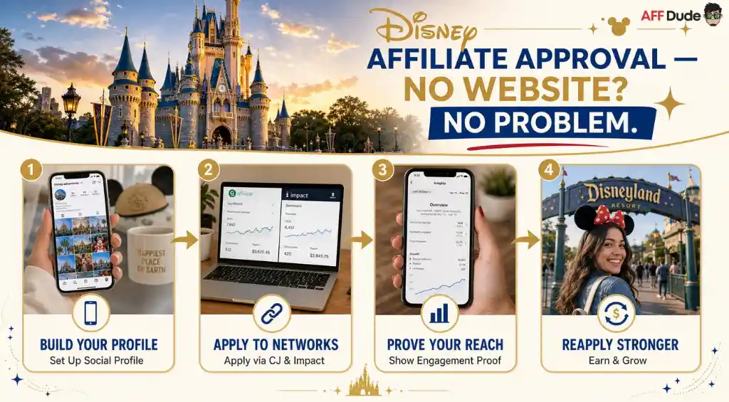 Disney influencer affiliate program approval without website