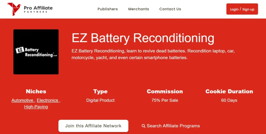 EZ Battery Reconditioning Affiliate Program