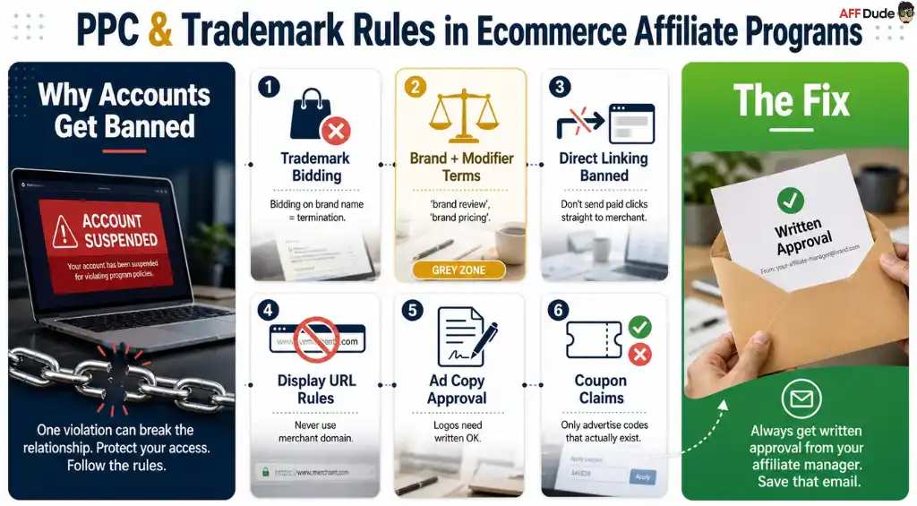 Ecommerce affiliate PPC trademark compliance rules explained