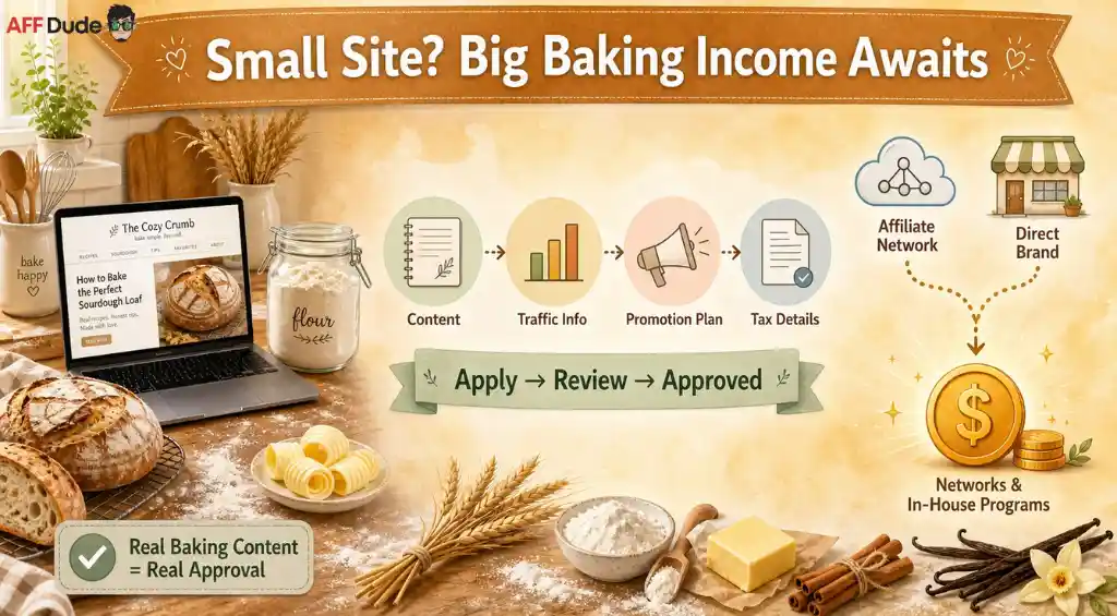 Join baking affiliate programs without a big website