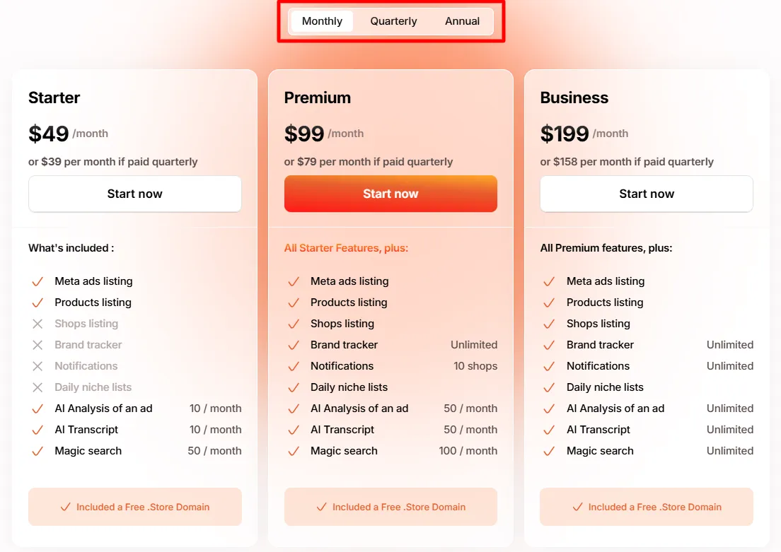 Minea Pricing